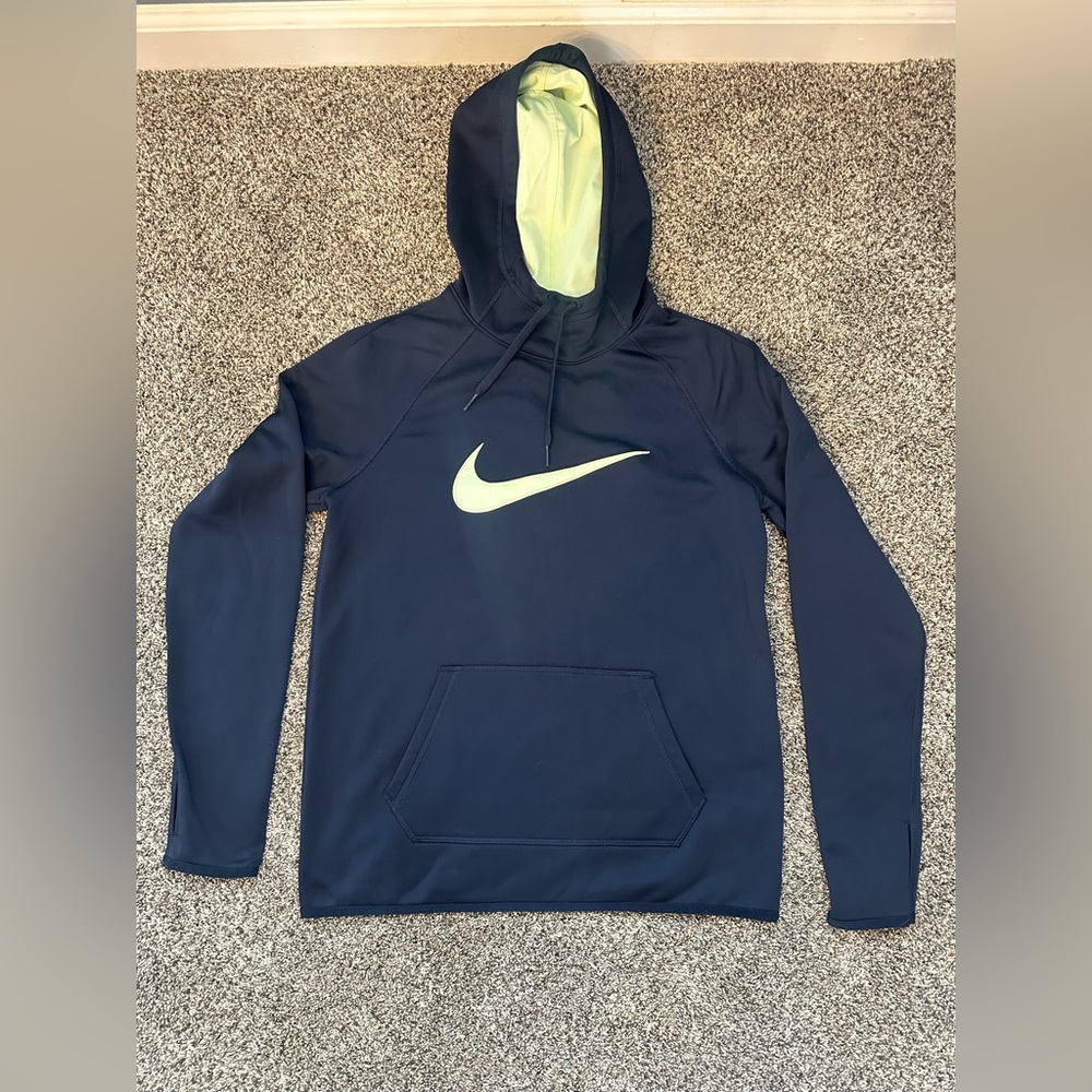 Nike Dark Blue Hoodie with Light Yellow Swoosh/Hood Interior
